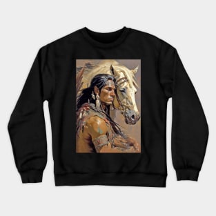 Native American Indian & Horse Card Crewneck Sweatshirt